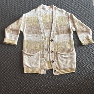 FREE PEOPLE Striped Cream and Yellow Cardigan